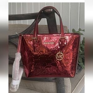 ❤️‍🔥👀❤️▪︎Mirror Finish MK Jet Set Cherry Tote/Crossbody